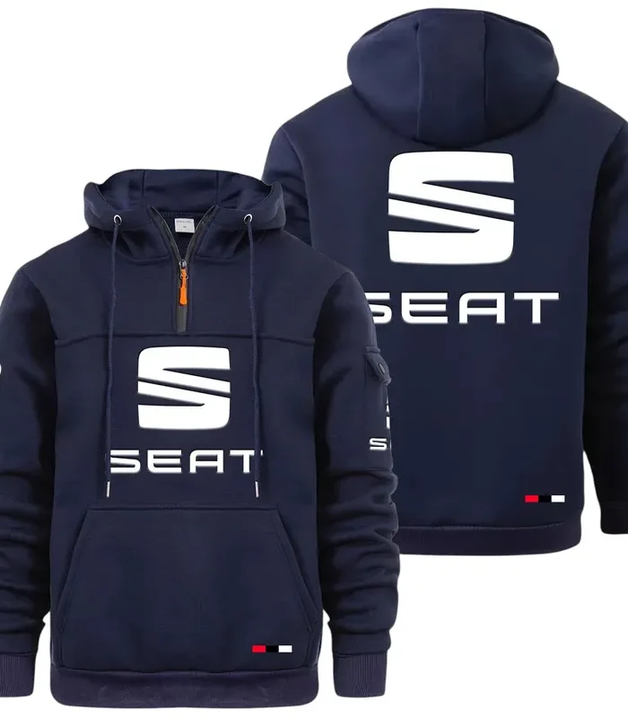 Stylish Sedan Large Pocket Hoodie, Car Culture Pocket Hoodie CAR514 - Navy