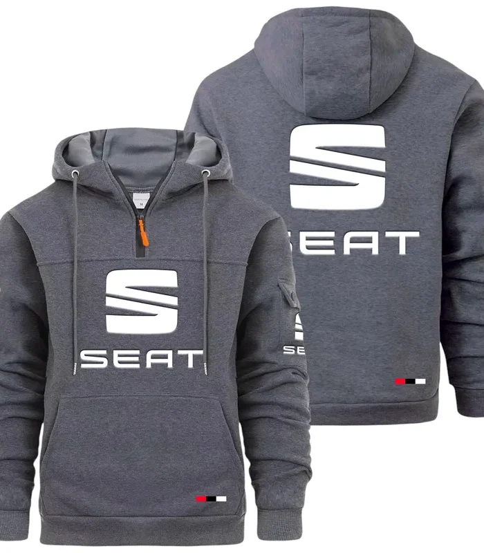 Stylish Sedan Large Pocket Hoodie, Car Culture Pocket Hoodie CAR514 - Dark Gray