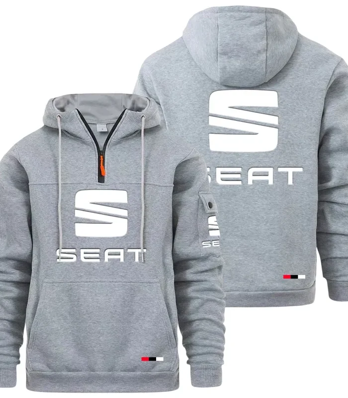Stylish Sedan Large Pocket Hoodie, Car Culture Pocket Hoodie CAR514 - Light Gray