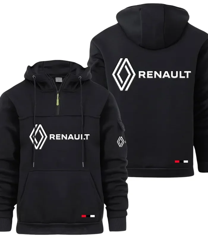 Affordable Auto Large Pocket Hoodie, Car Lover's Quarter-Zip CAR514 - Black