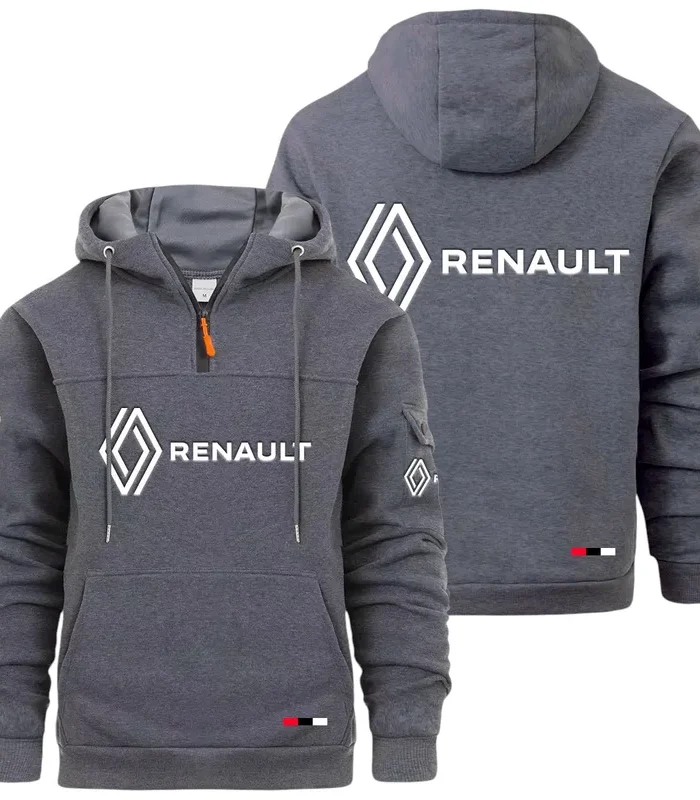 Affordable Auto Large Pocket Hoodie, Car Lover's Quarter-Zip CAR514 - Dark Gray