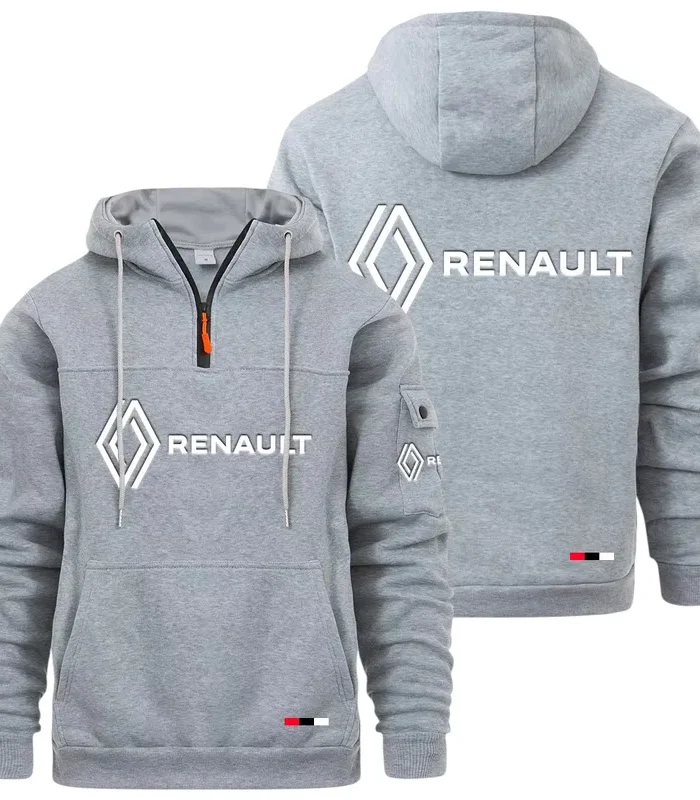 Affordable Auto Large Pocket Hoodie, Car Lover's Quarter-Zip CAR514 - Light Gray