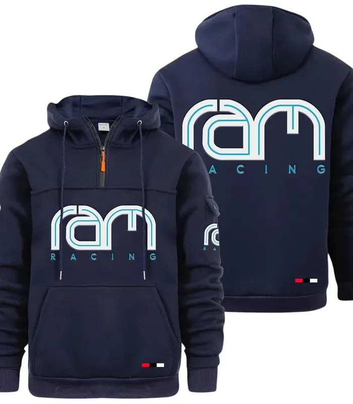 Racing Auto Large Pocket Hoodie, Streetwear Hoodie for Riders CAR514 - Navy