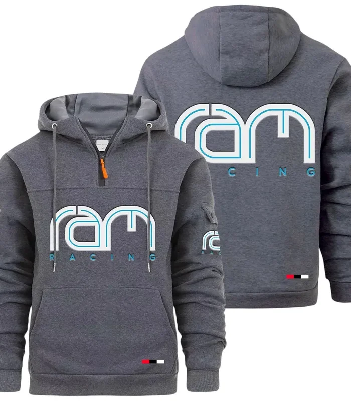 Racing Auto Large Pocket Hoodie, Streetwear Hoodie for Riders CAR514 - Dark Gray