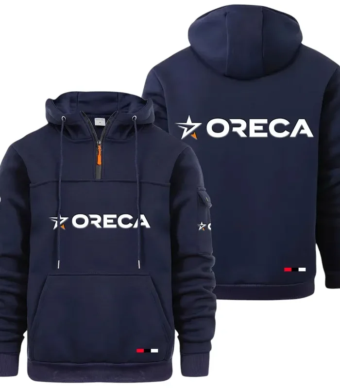 Racing Auto Large Pocket Hoodie, Driver's Essential Quarter-Zip CAR514 - Navy