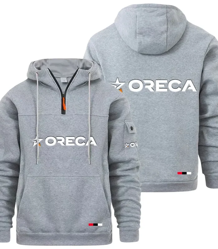 Racing Auto Large Pocket Hoodie, Driver's Essential Quarter-Zip CAR514 - Light Gray