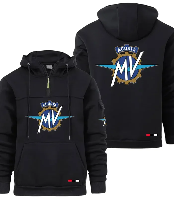 Racing Bike Large Pocket Hoodie, Classic Garage Style Hoodie CAR514 - Black