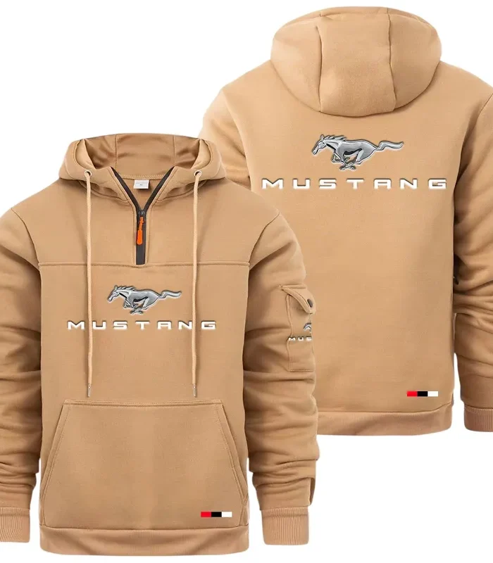 Speed Machine Large Pocket Hoodie, Automotive Lifestyle Zip Hoodie CAR514 - Khaki