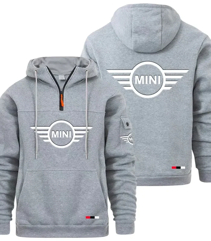 Micro Car Large Pocket Hoodie, Car Culture Pocket Hoodie CAR514 - Light Gray