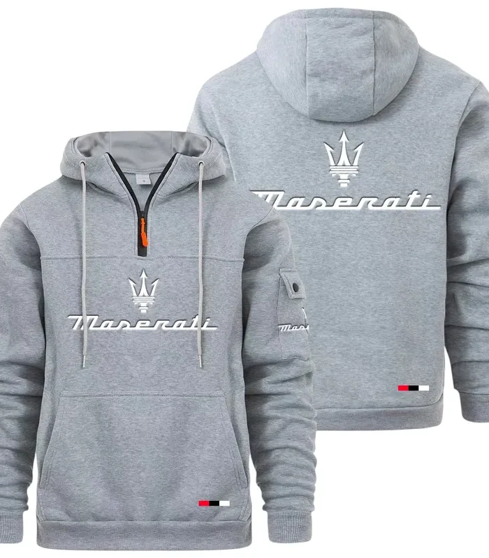 Sports Car Large Pocket Hoodie, Rugged Streetwear Car Hoodie CAR514 - Light Gray