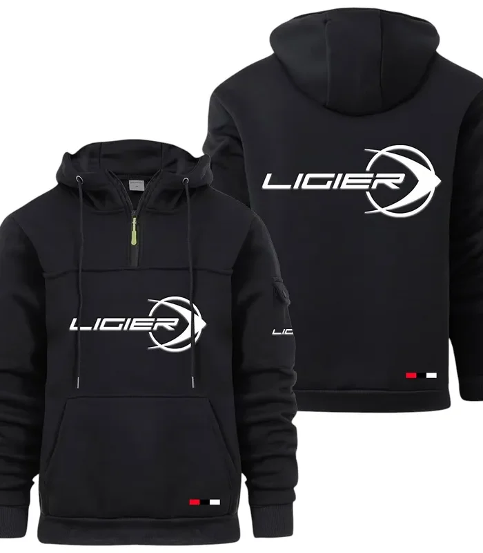 Racing Auto Large Pocket Hoodie, Road Inspired Casual Hoodie CAR514 - Black