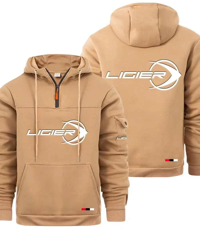 Racing Auto Large Pocket Hoodie, Road Inspired Casual Hoodie CAR514 - Khaki