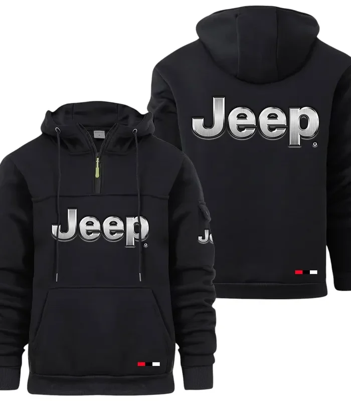 Off-Road SUV Brand Large Pocket Hoodie, Road-Ready Large Pocket Hoodie CAR514 - Black