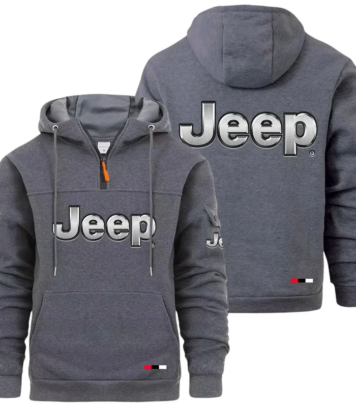 Off-Road SUV Brand Large Pocket Hoodie, Road-Ready Large Pocket Hoodie CAR514 - Dark Gray
