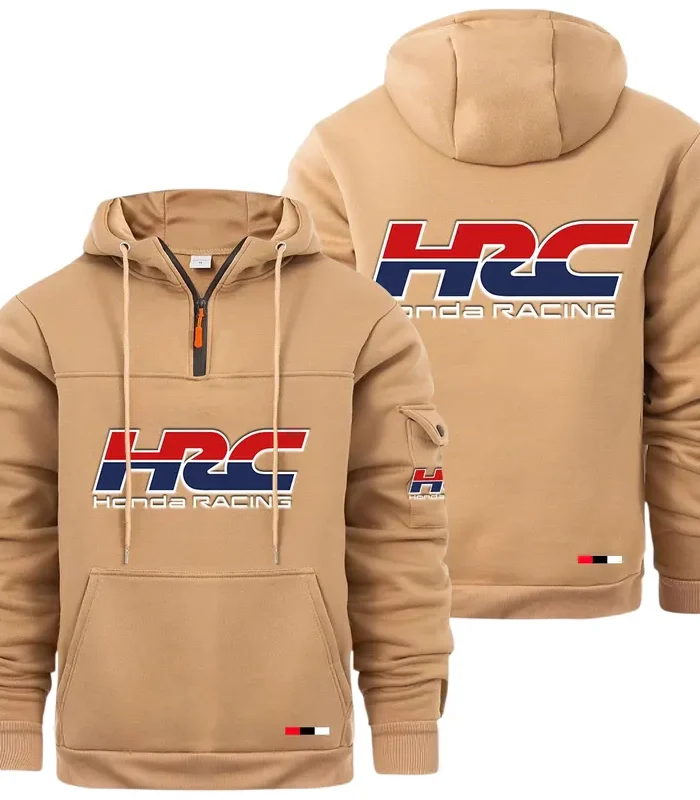 Racing Auto Large Pocket Hoodie, Automotive Lifestyle Zip Hoodie CAR514 - Khaki