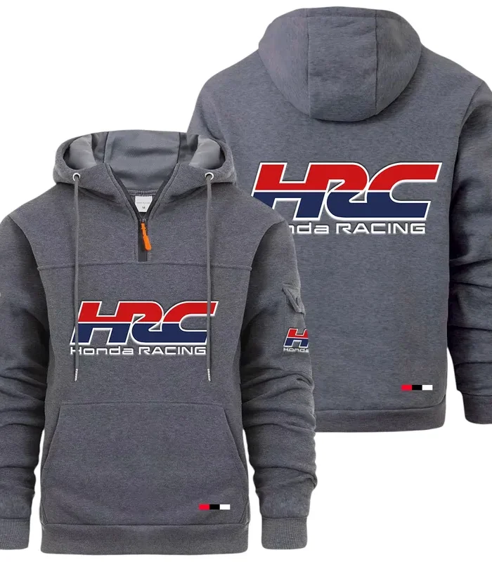 Racing Auto Large Pocket Hoodie, Automotive Lifestyle Zip Hoodie CAR514 - Dark Gray