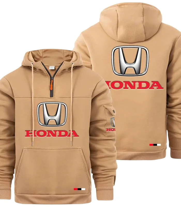 Off-Road Bike Large Pocket Hoodie, Classic Garage Style Hoodie CAR514 - Khaki