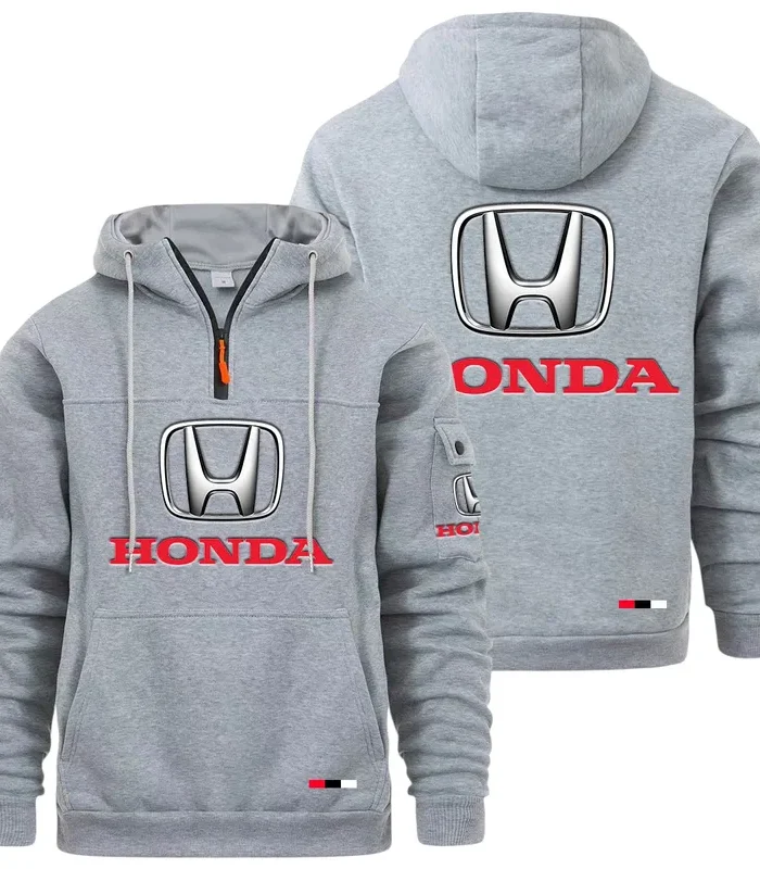 Off-Road Bike Large Pocket Hoodie, Classic Garage Style Hoodie CAR514 - Light Gray