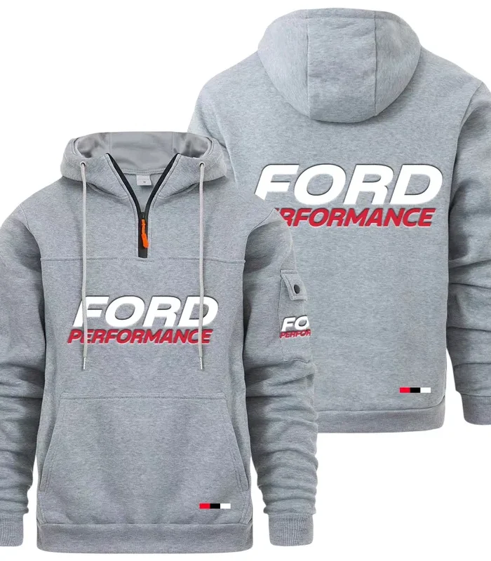 Precision Fit Large Pocket Hoodie, Modern Driver's Zip Hoodie CAR514 - Light Gray
