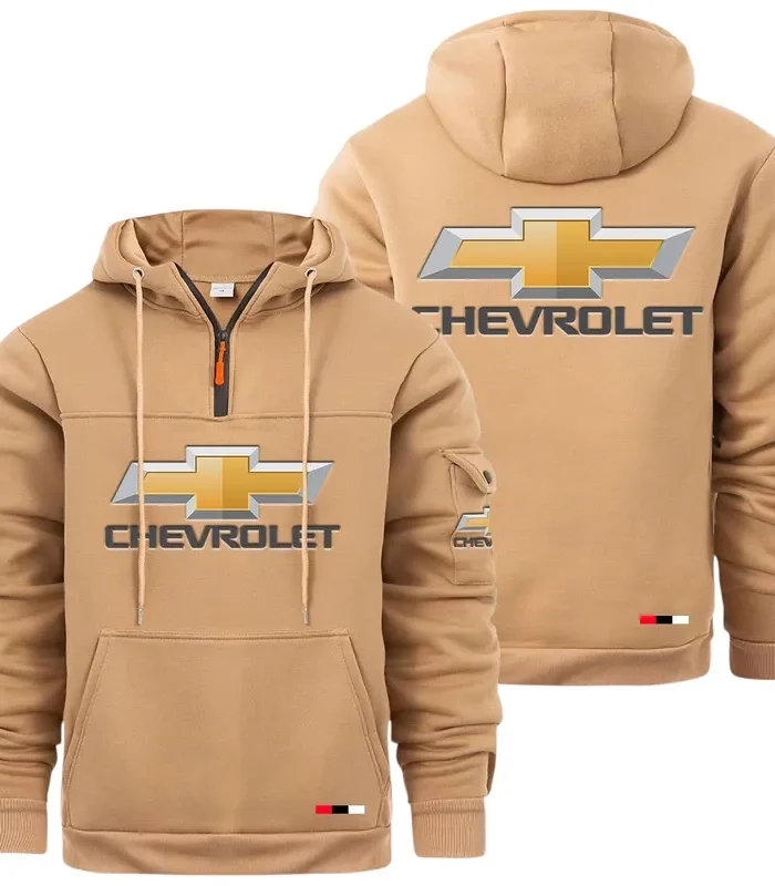 Pickup Truck Large Pocket Hoodie, Road Inspired Casual Hoodie CAR514 - Khaki