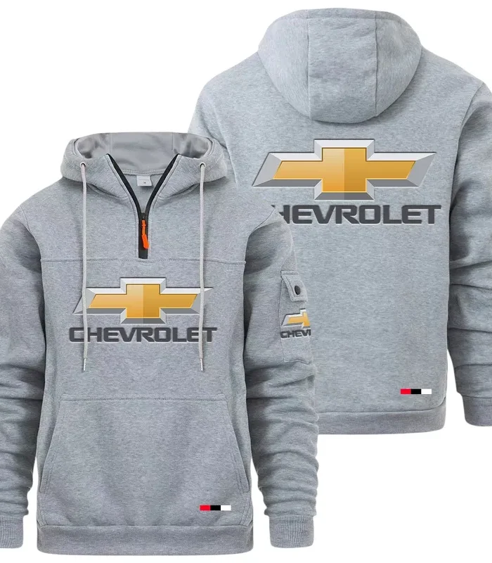 Pickup Truck Large Pocket Hoodie, Road Inspired Casual Hoodie CAR514 - Light Gray