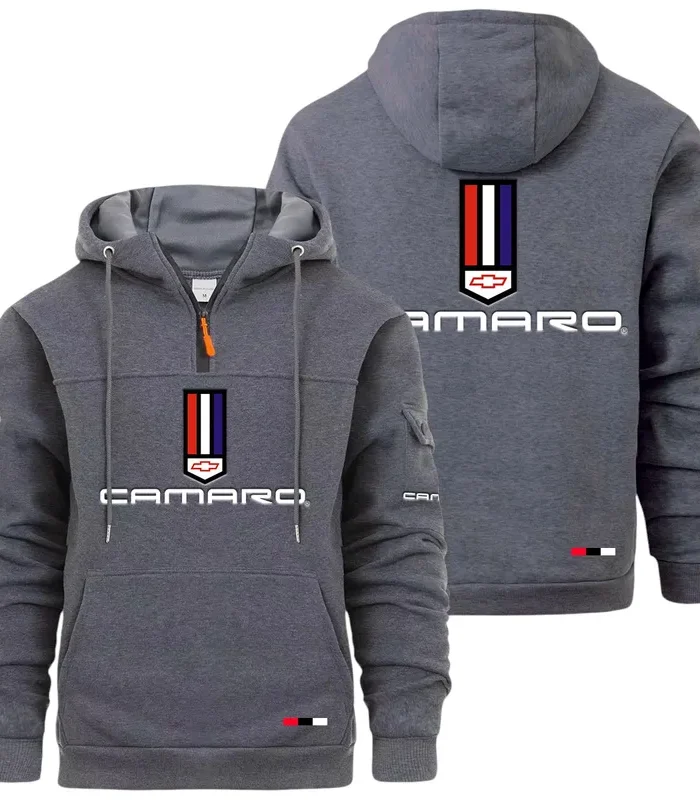 Classic Sports Coupe Large Pocket Hoodie, Car Lover's Quarter-Zip CAR514 - Dark Gray