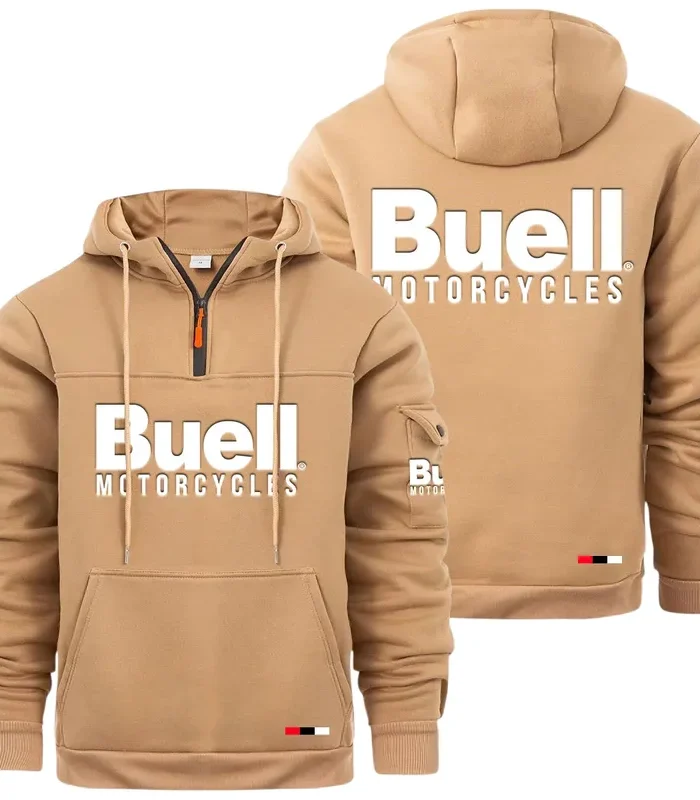 Modern Street Bike Large Pocket Hoodie, Car Culture Pocket Hoodie CAR514 - Khaki