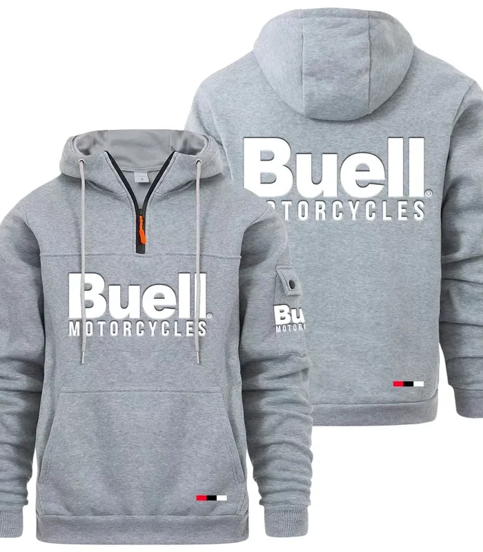 Modern Street Bike Large Pocket Hoodie, Car Culture Pocket Hoodie CAR514 - Light Gray