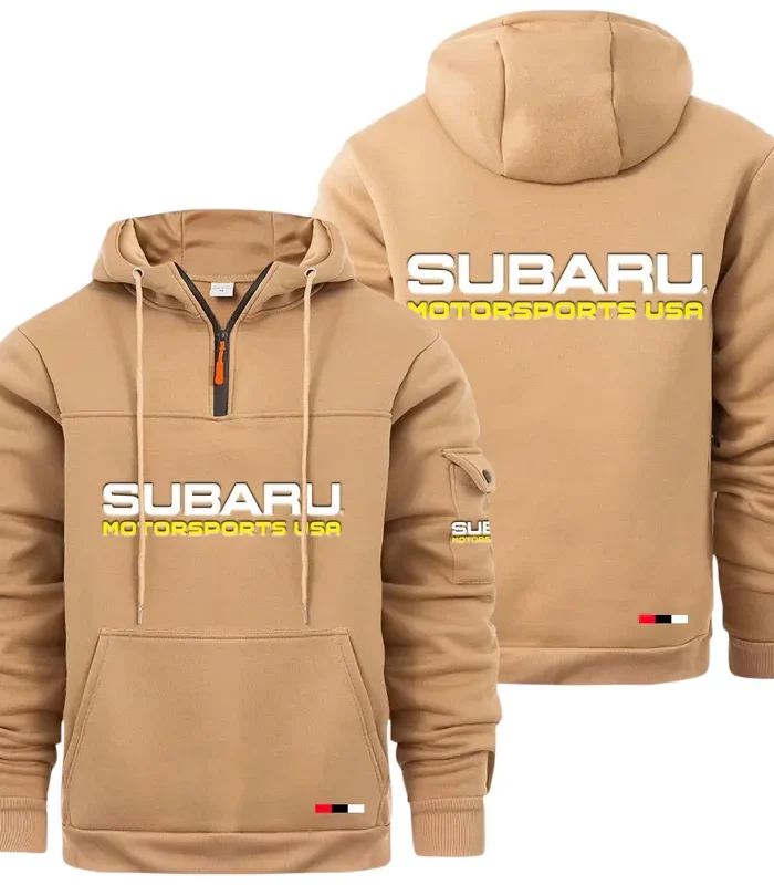 Rally-Inspired Vehicle Large Pocket Hoodie, Road Inspired Casual Hoodie CAR514 - Khaki