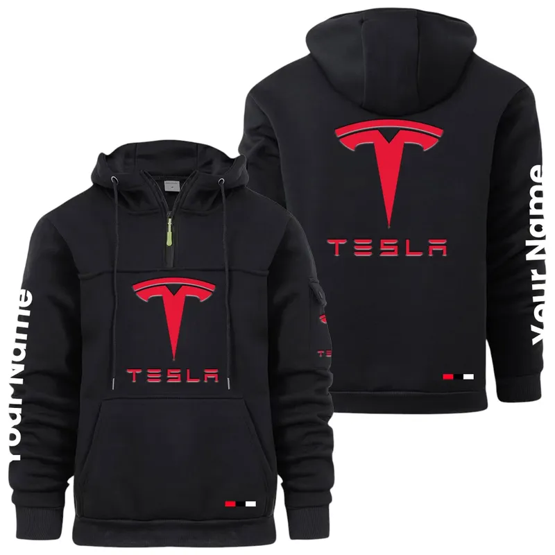 High-Tech Auto Large Pocket Hoodie, Quarter-Zip Hoodie for Drivers CAR514 - Black