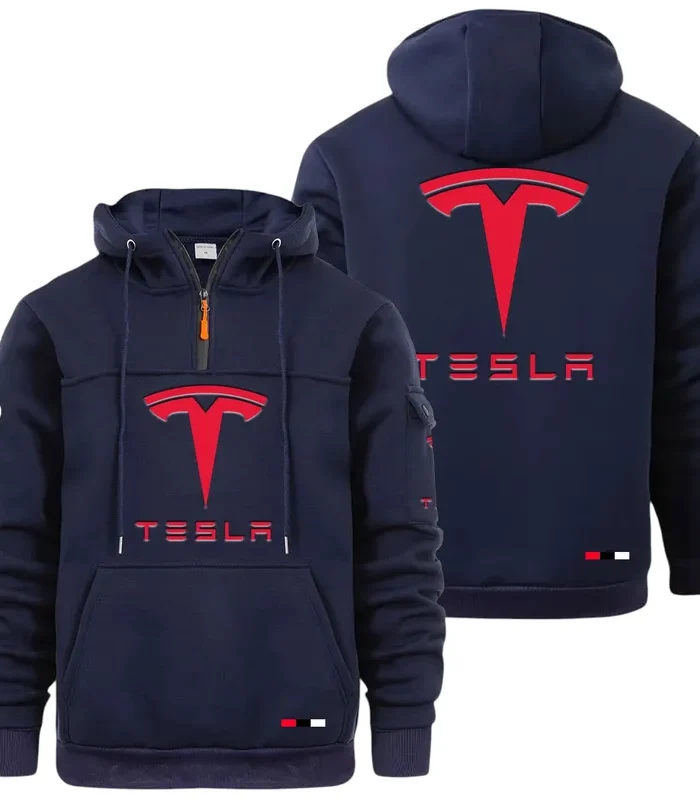 High-Tech Auto Large Pocket Hoodie, Quarter-Zip Hoodie for Drivers CAR514 - Navy