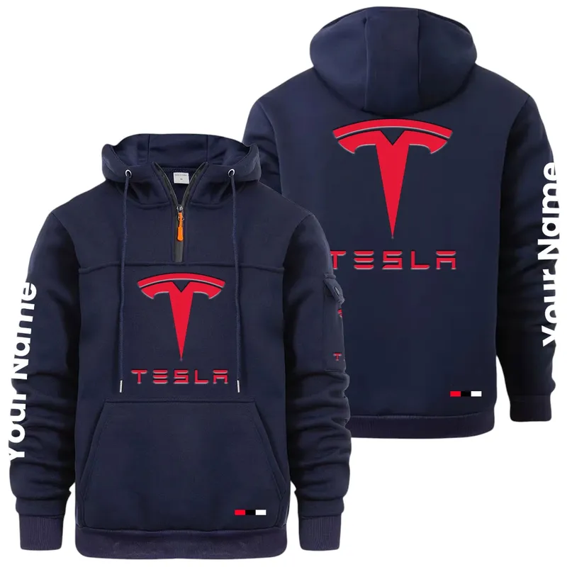 High-Tech Auto Large Pocket Hoodie, Quarter-Zip Hoodie for Drivers CAR514 - Navy