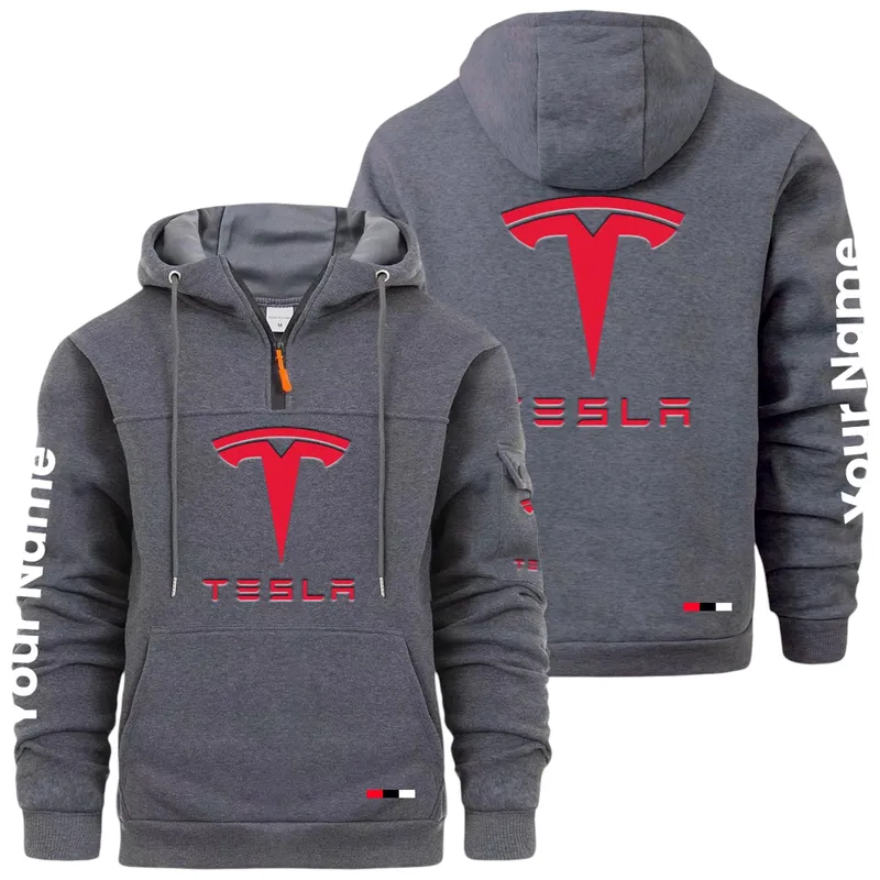 High-Tech Auto Large Pocket Hoodie, Quarter-Zip Hoodie for Drivers CAR514 - Dark Gray