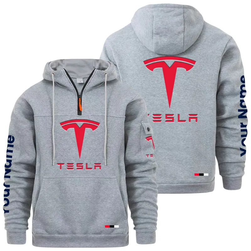 High-Tech Auto Large Pocket Hoodie, Quarter-Zip Hoodie for Drivers CAR514 - Light Gray